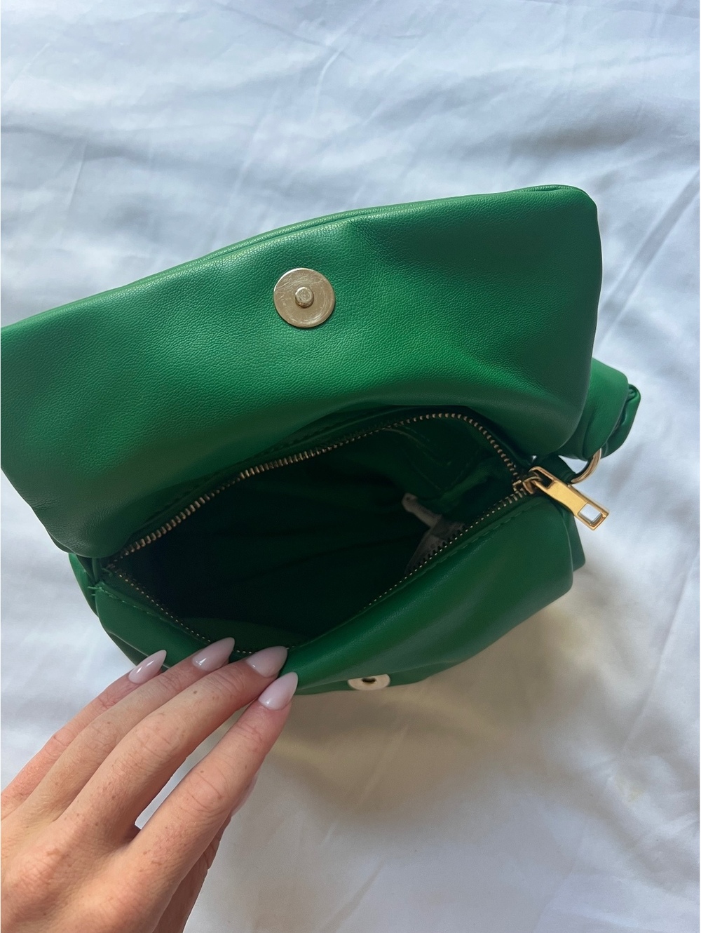 Zara Green Ruched Mini Shoulder Bag - Picture 5 of 6